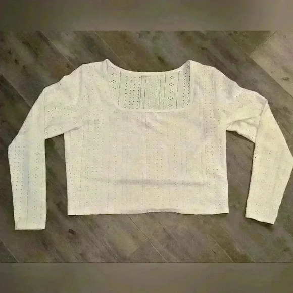 Hollister Tops - Hollister Long-Sleeve Eyelet Square-Neck Top